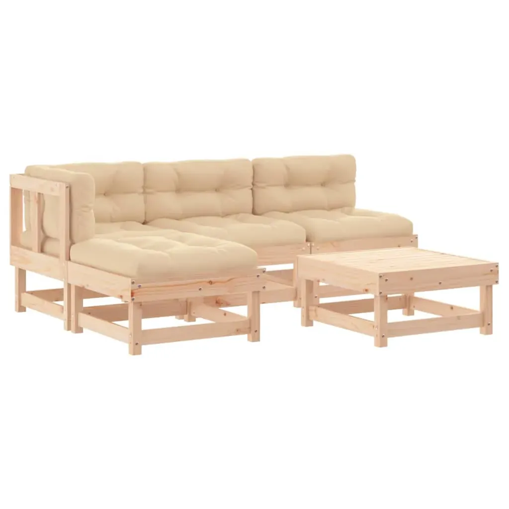 5 Piece Garden Lounge Set with Cushions Solid Wood Price