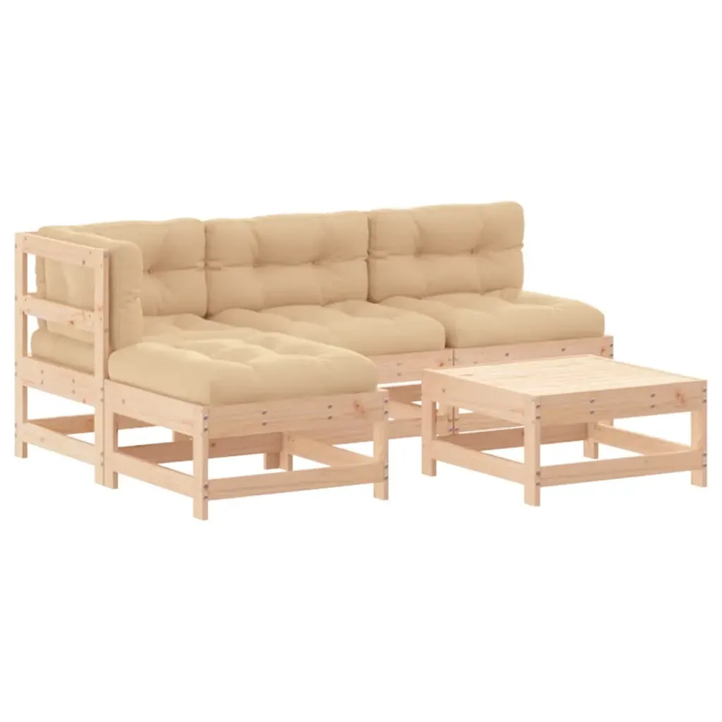 5 Piece Garden Lounge Set with Cushions Solid Wood Price