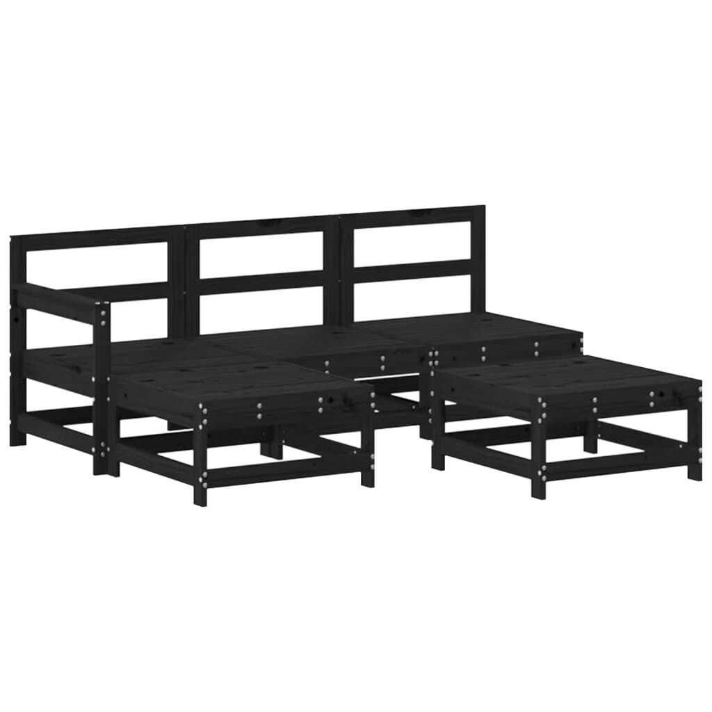 5 Piece Garden Lounge Set with Cushions Black Solid Wood Price