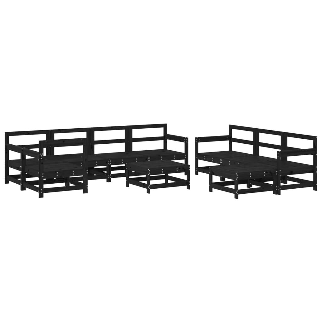 10 Piece Garden Lounge Set with Cushions Black Solid Wood Price