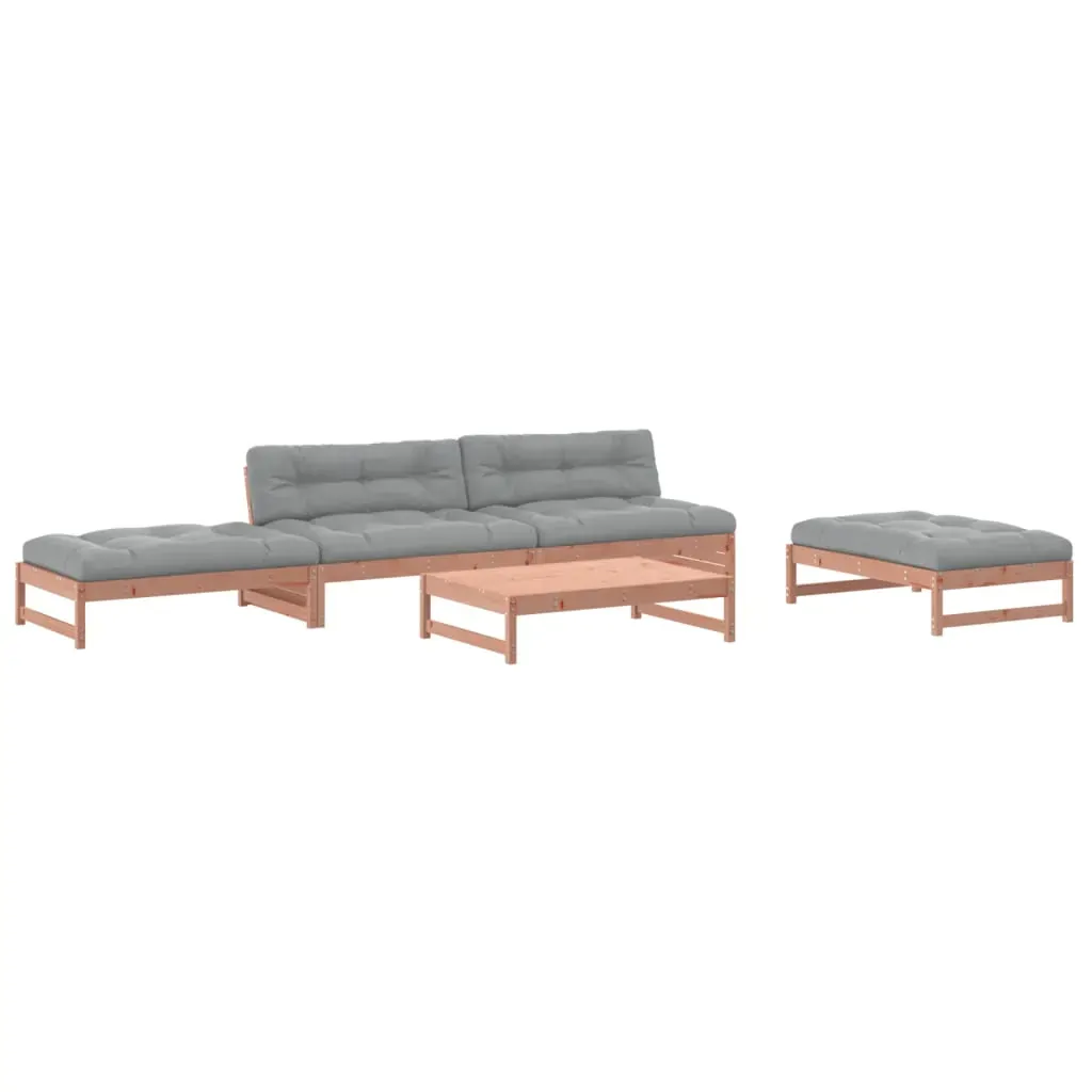 5 Piece Garden Lounge Set with Cushions Solid Wood Douglas Price