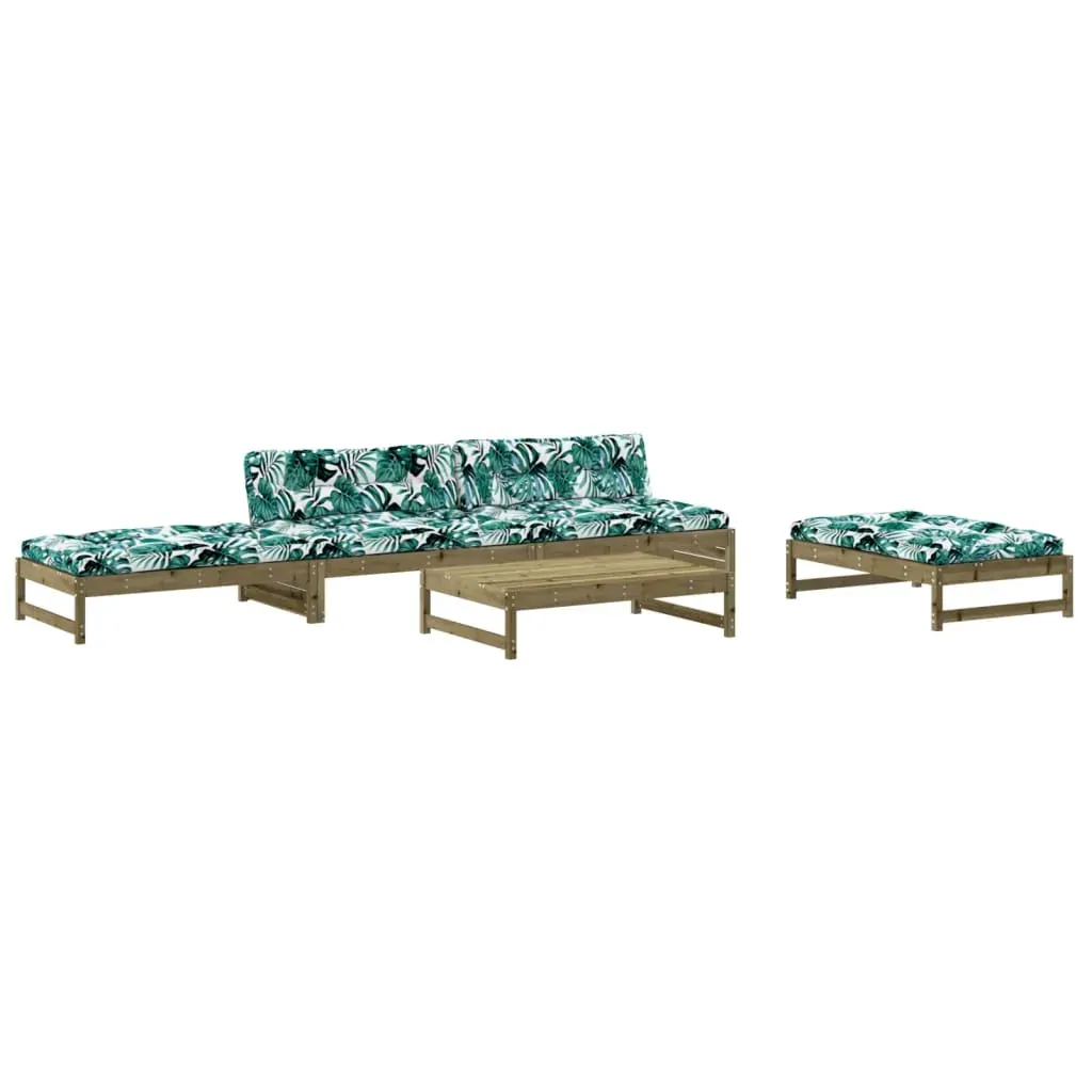 5 Piece Garden Lounge Set with Cushions Impregnated Wood Pine Price