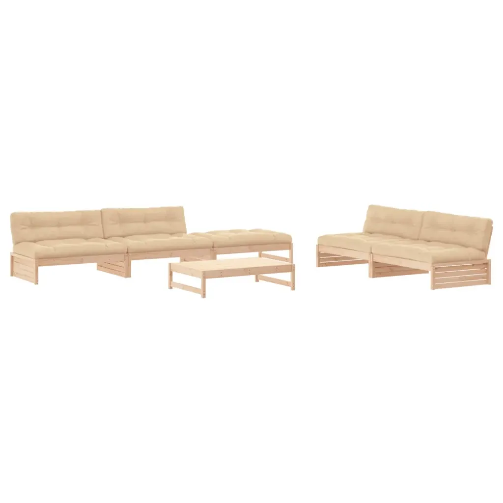 6 Piece Garden Lounge Set with Cushions Solid Wood Price