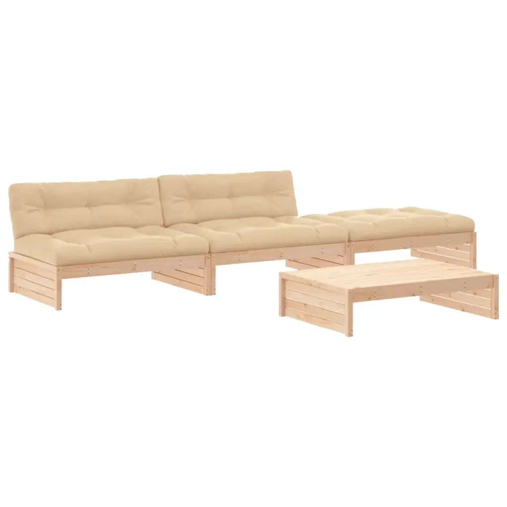 4 Piece Garden Lounge Set with Cushions Solid Wood Price