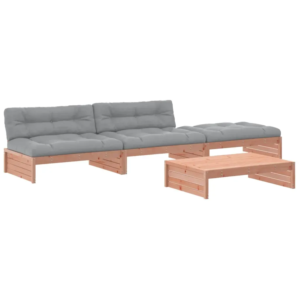 4 Piece Garden Lounge Set with Cushions Solid Wood Douglas Price