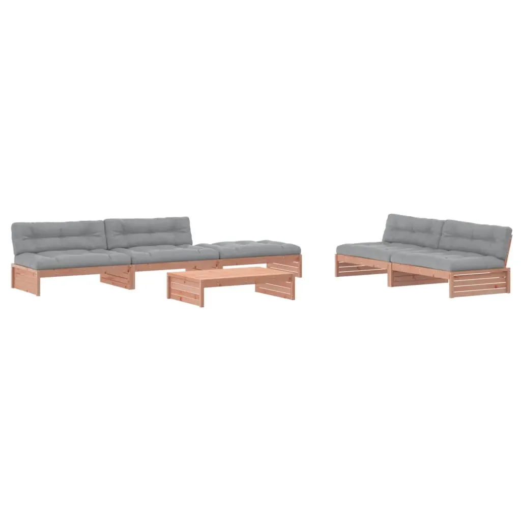 6 Piece Garden Lounge Set with Cushions Solid Wood Douglas Price