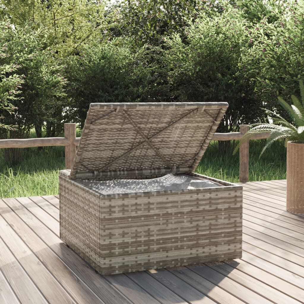 Garden Footrest with Cushion Grey 55x55x30 cm Poly Rattan Price