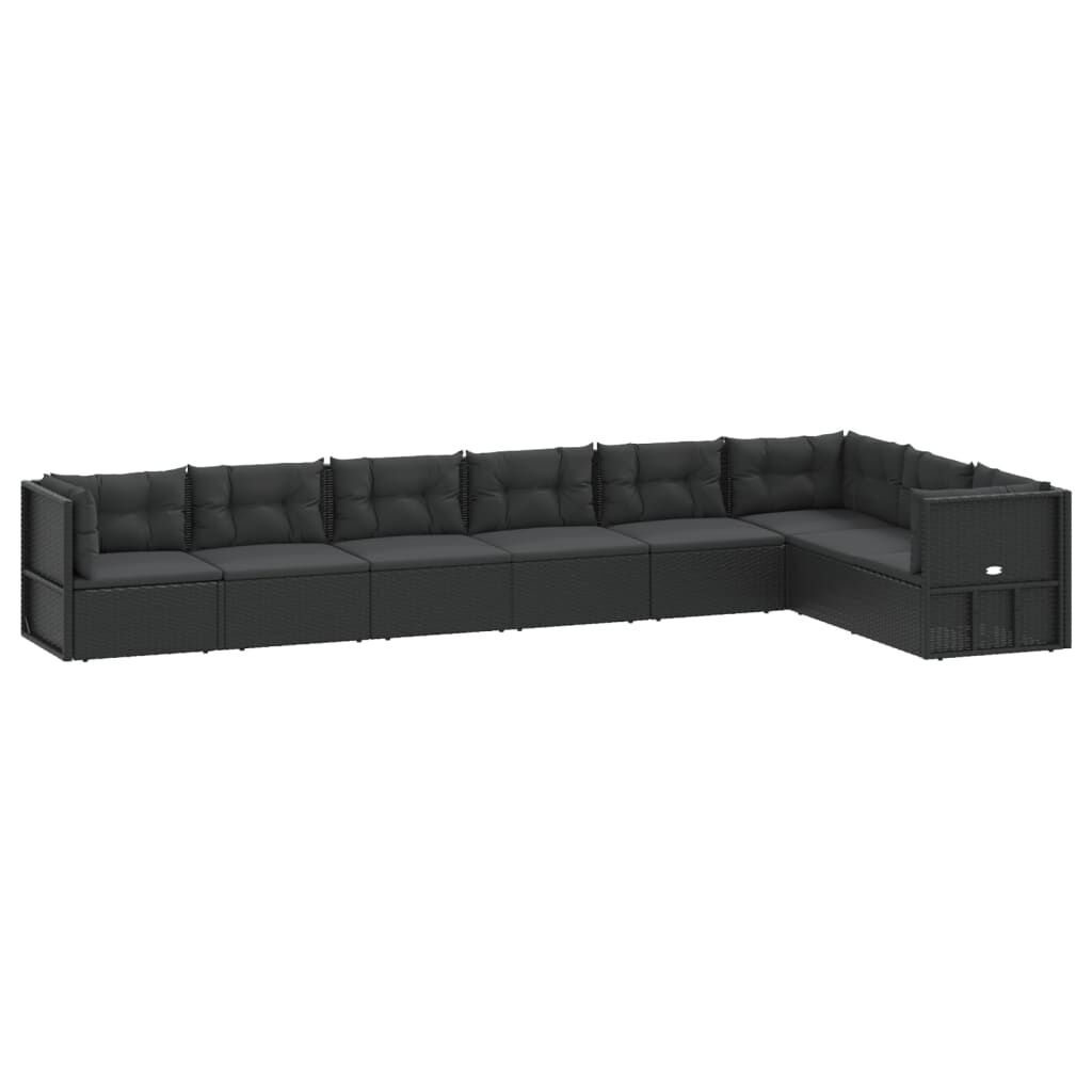 8 Piece Garden Lounge Set with Cushions Black Poly Rattan Price