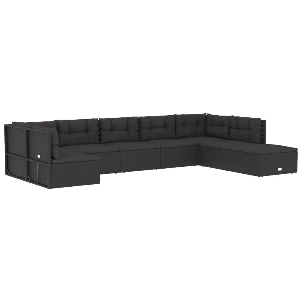8 Piece Outdoor Sofa Set with Cushions Black Poly Rattan Price