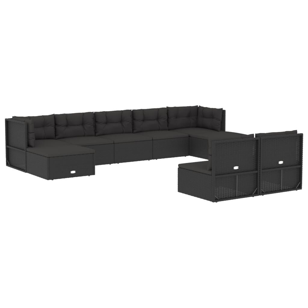9 Piece Outdoor Sofa Set with Cushions Black Poly Rattan Price