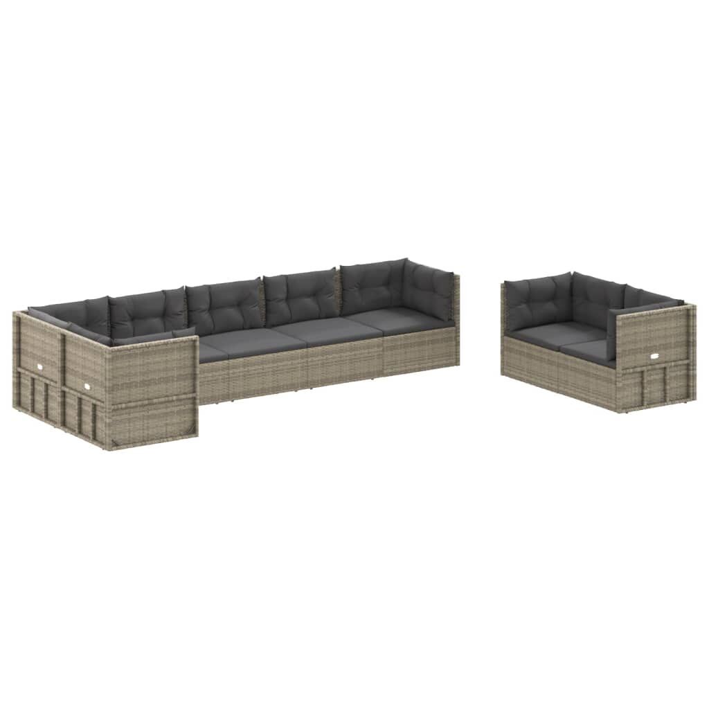 8 Piece Garden Lounge Set with Cushions Grey Poly Rattan Price