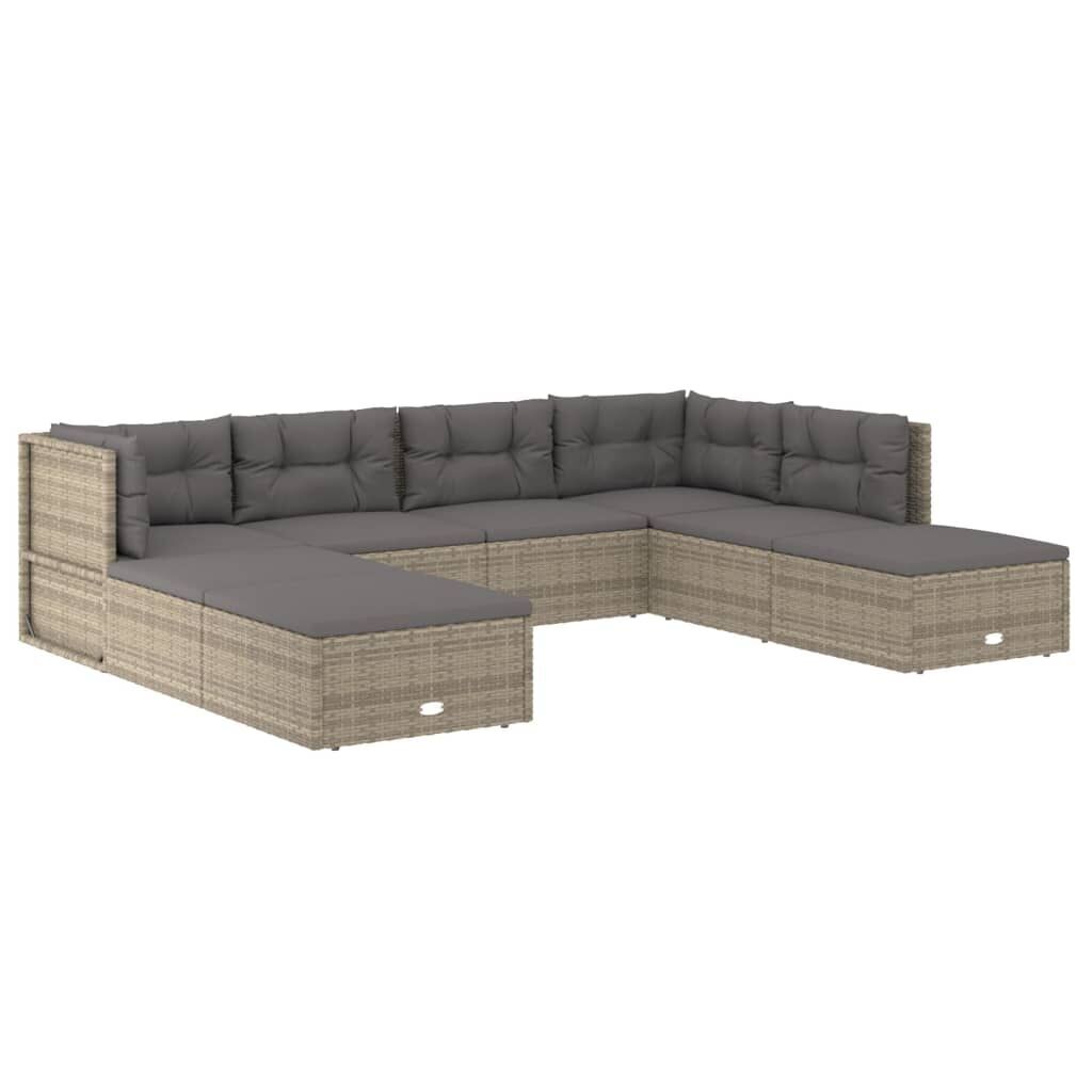 8 Piece Garden Lounge Set with Cushions Grey Poly Rattan Price