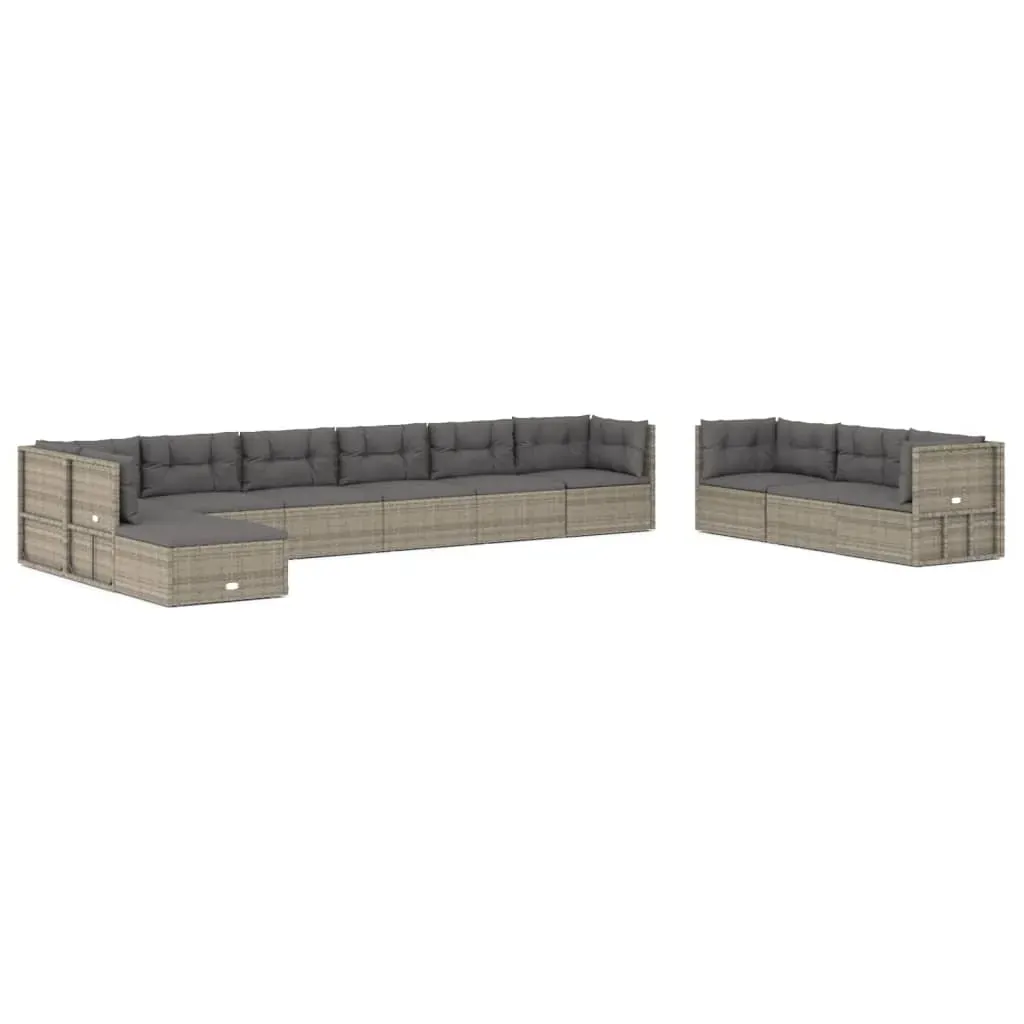 11 Piece Garden Lounge Set with Cushions Grey Poly Rattan Price