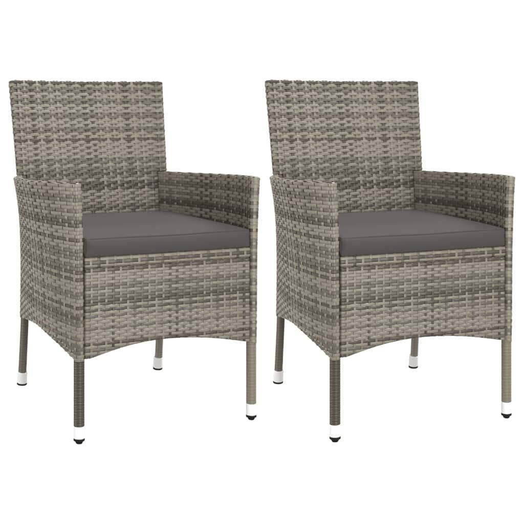 3 Piece Garden Bistro Set with Cushions Grey Poly Rattan Price