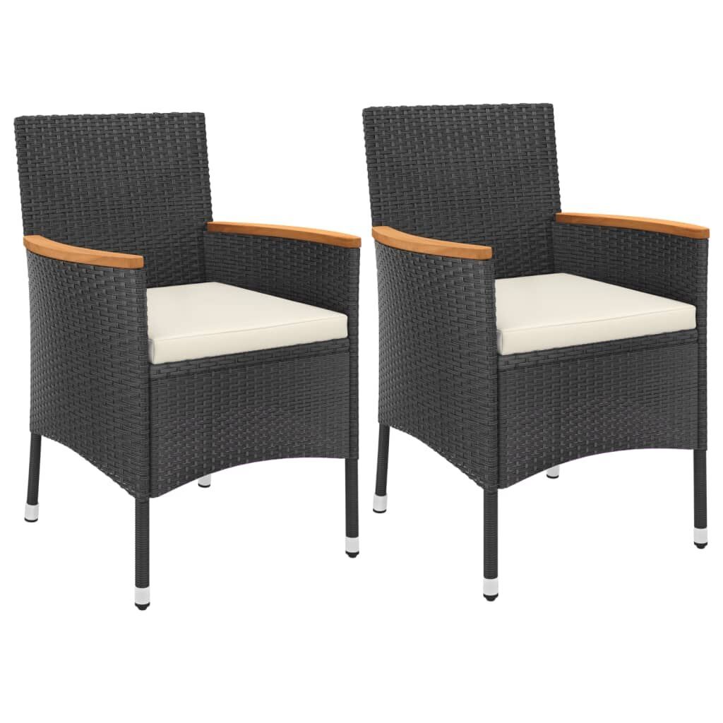 3 Piece Garden Bistro Set with Cushions Black Poly Rattan Price