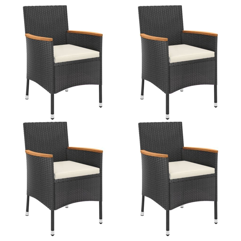 5 Piece Garden Bistro Set with Cushions Black Poly Rattan Price
