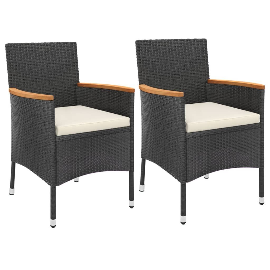 3 Piece Garden Bistro Set with Cushions Black Poly Rattan Price