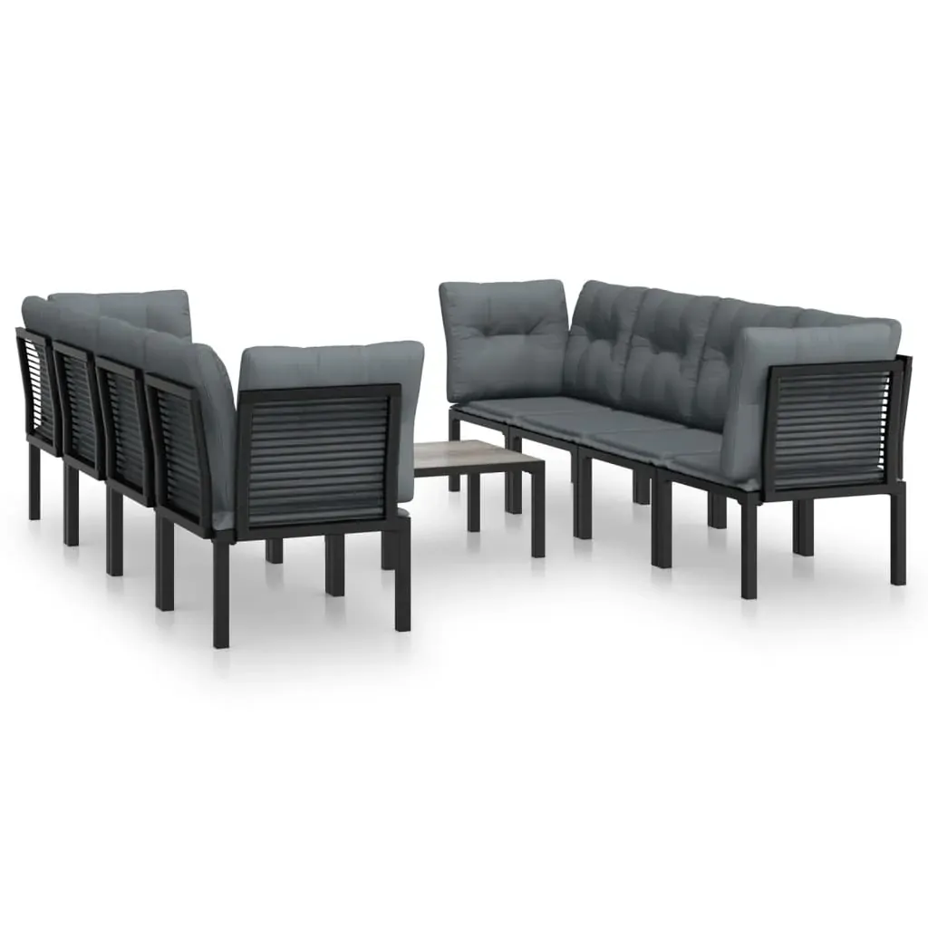 9 Piece Garden Lounge Set Black and Grey Poly Rattan Price