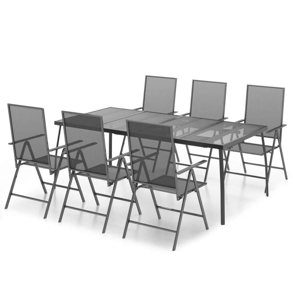 7 Piece Garden Dining Set Anthracite Steel Price