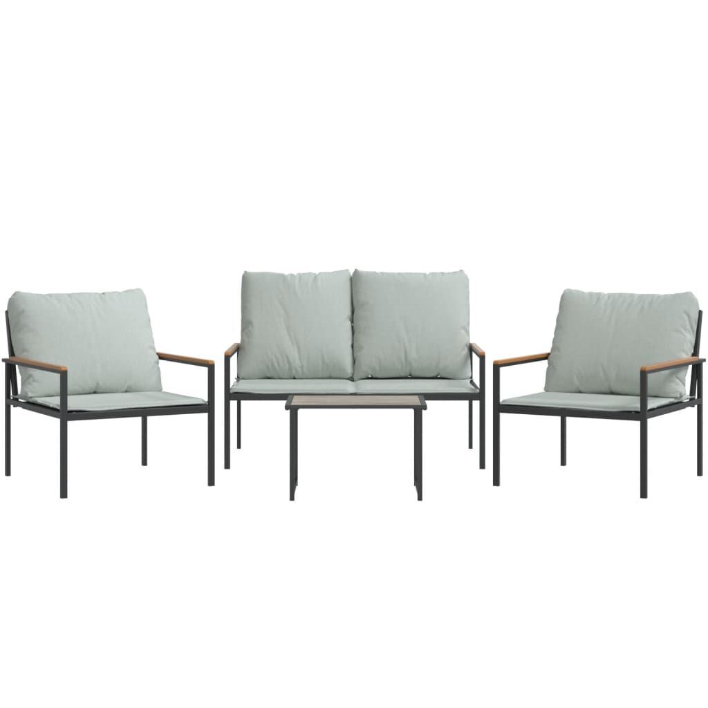 4 Piece Garden Lounge Set with Cushions Anthracite Steel Price