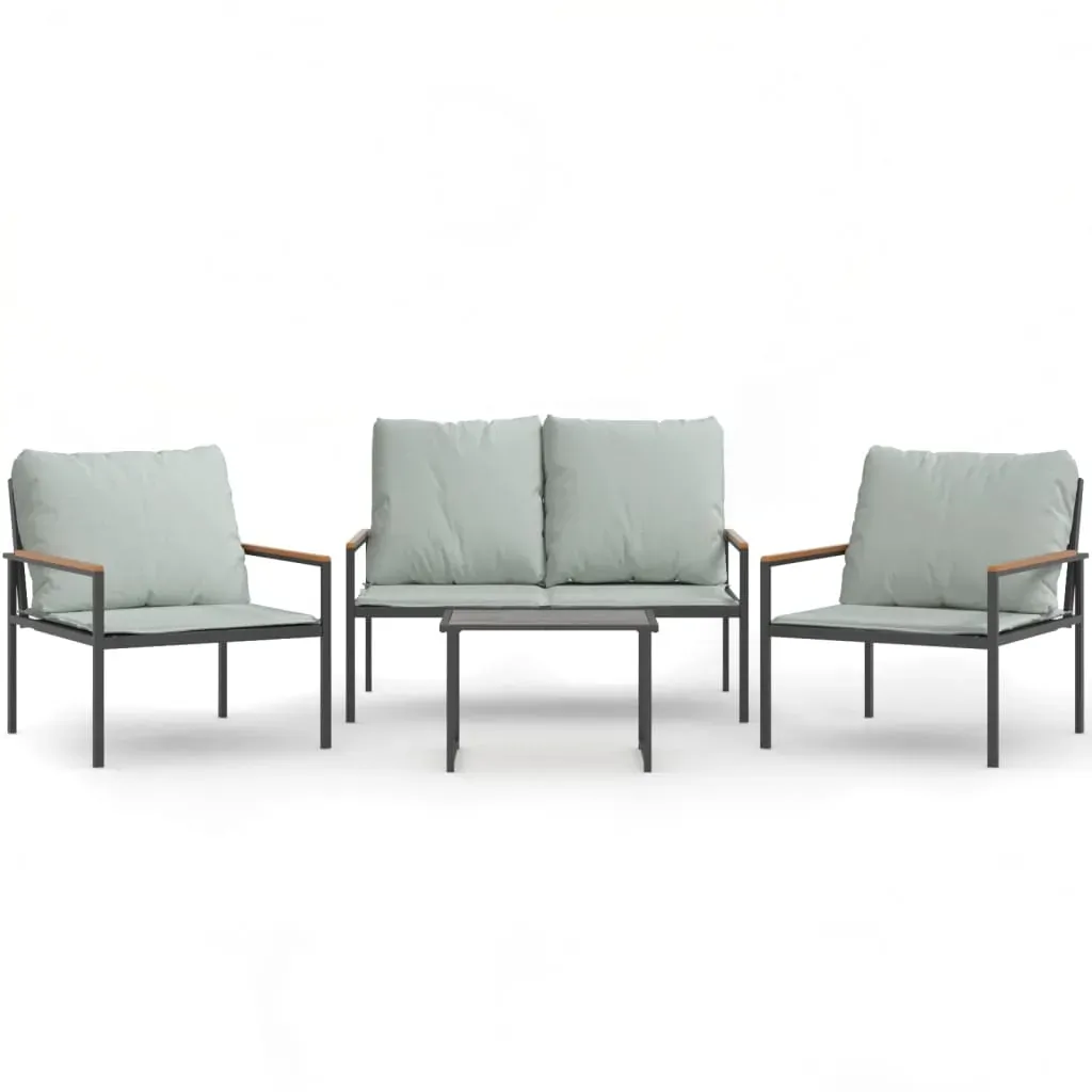 4 Piece Garden Lounge Set with Cushions Anthracite Steel Price
