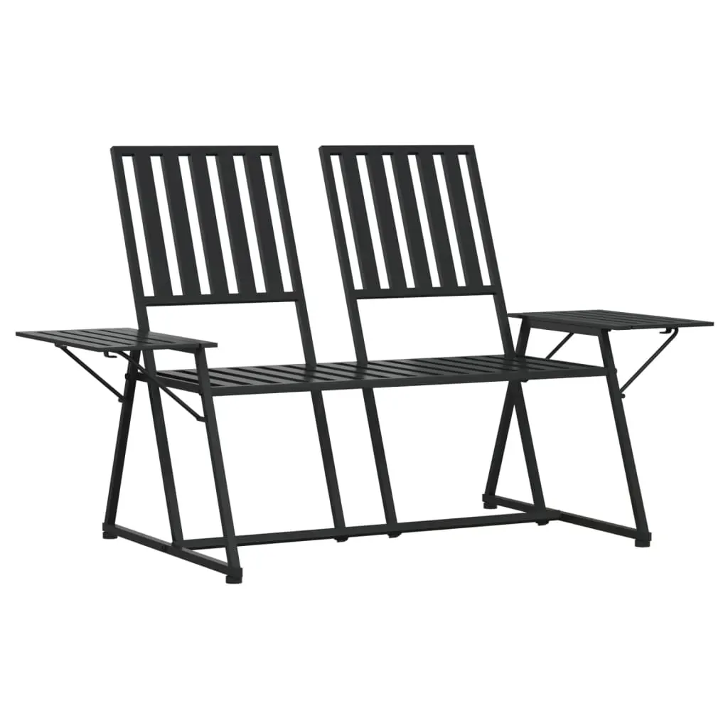 2-Seater Garden Bench 165 cm Black Steel Price
