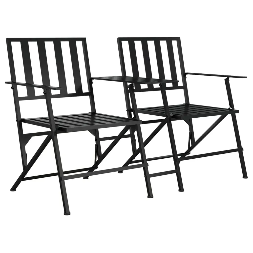Folding 2-Seater Garden Bench 137 cm Black Steel Price