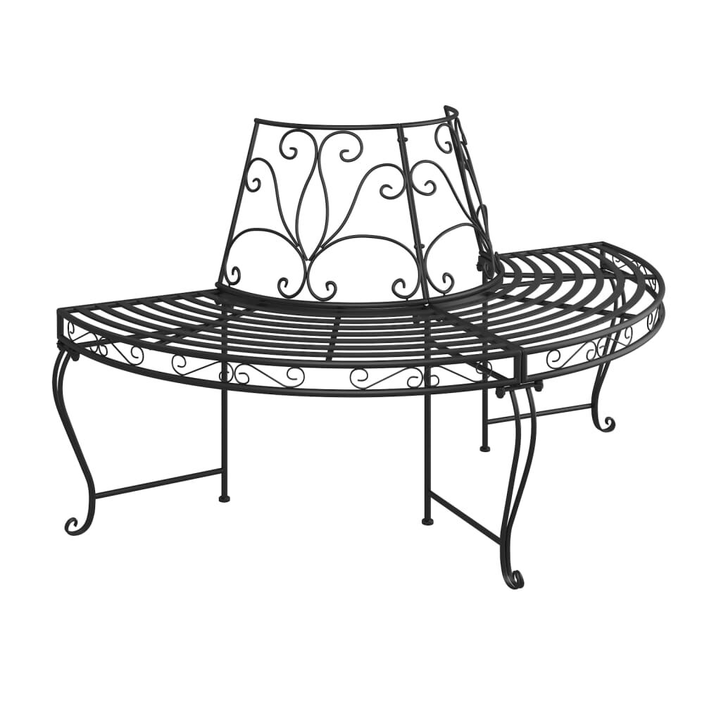 Half Round Tree Bench Ø160 cm Black Steel Price
