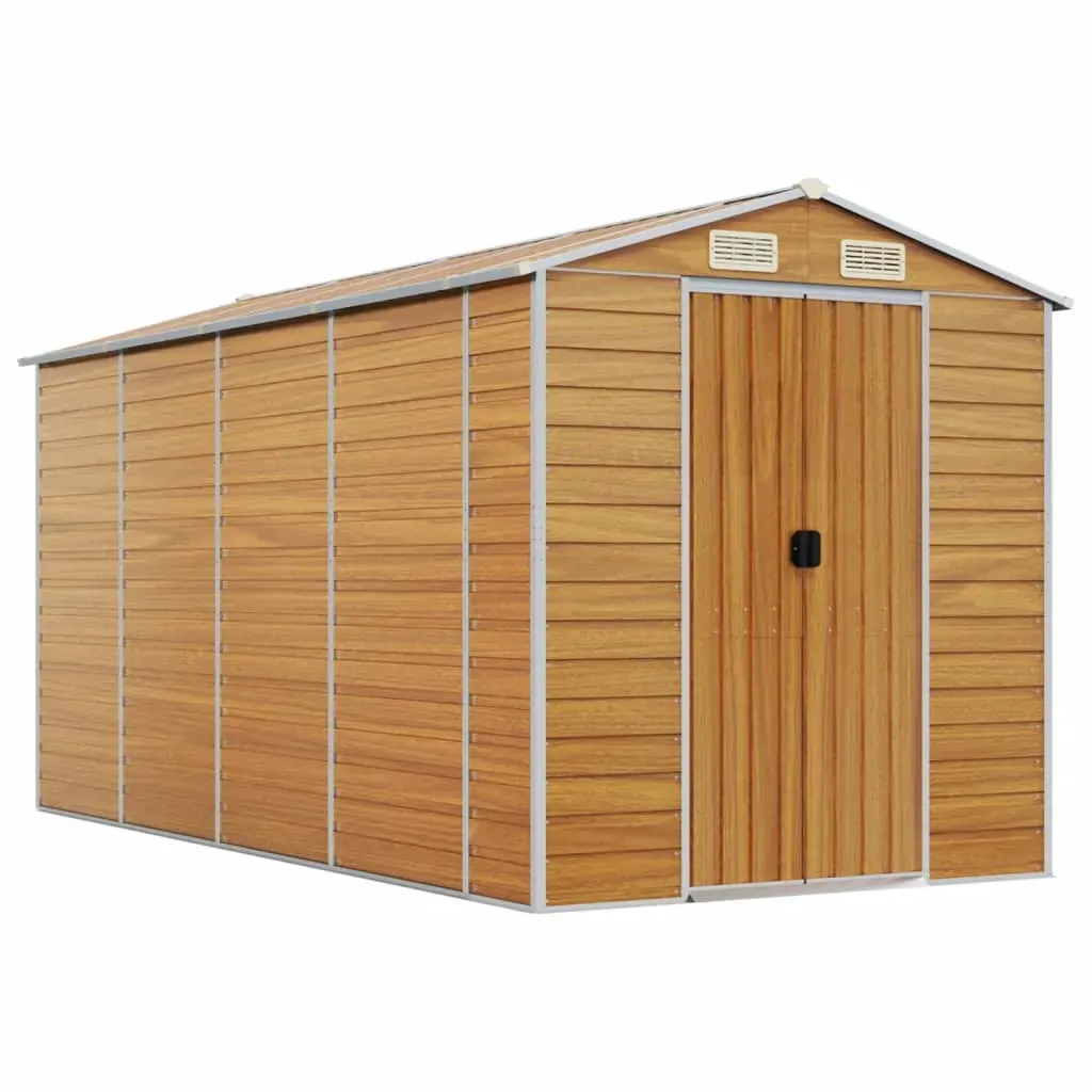 Garden Shed Light Brown 191x385x198 cm Galvanised Steel Price