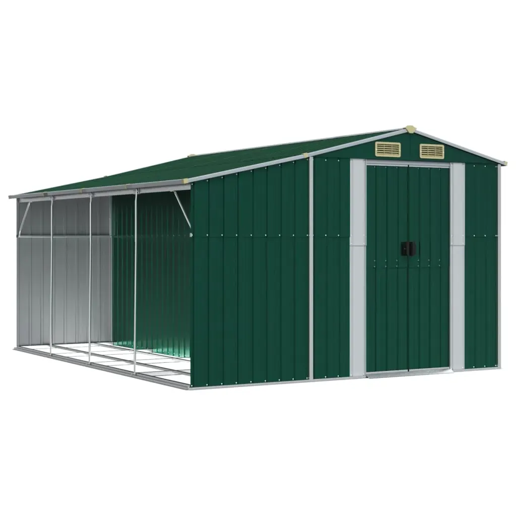 Garden Shed Green 277x365.5x179 cm Galvanised Steel Price