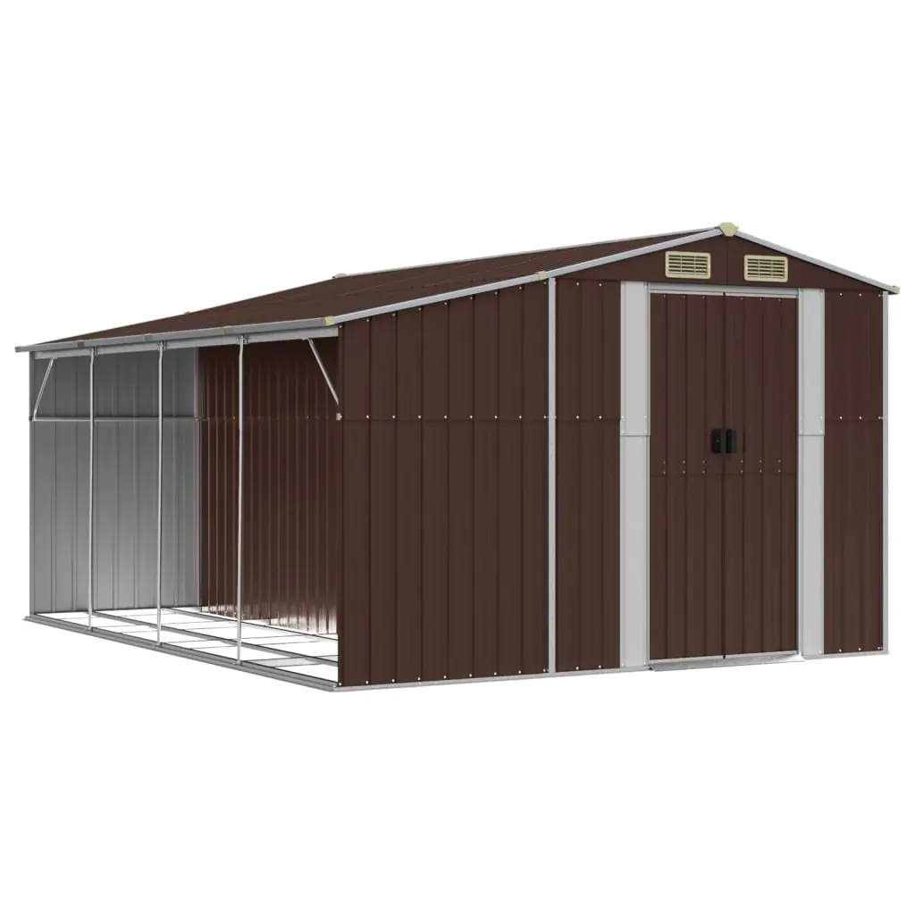 Garden Shed Brown 277x365.5x179 cm Galvanised Steel Price