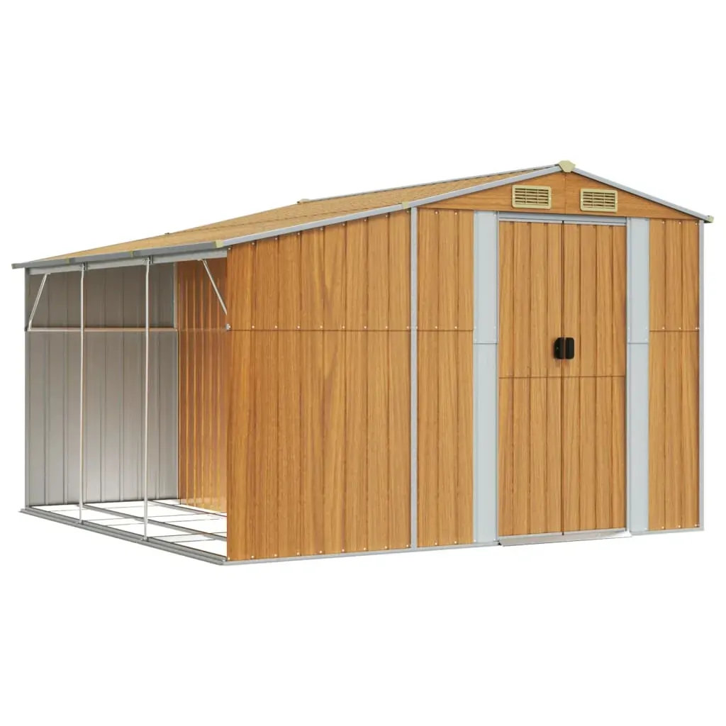 Garden Shed Light Brown 277x279x179 cm Galvanised Steel Price