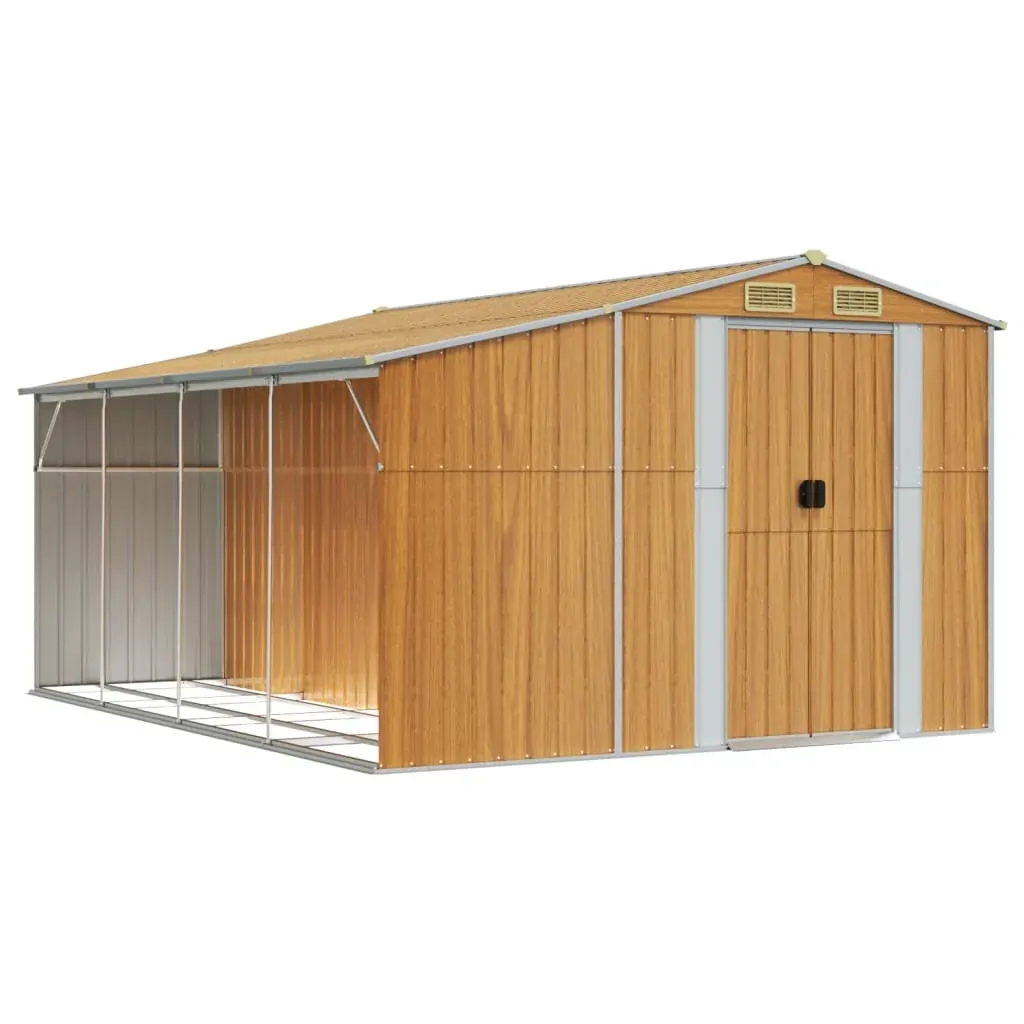 Garden Shed Light Brown 277x365.5x179 cm Galvanised Steel Price