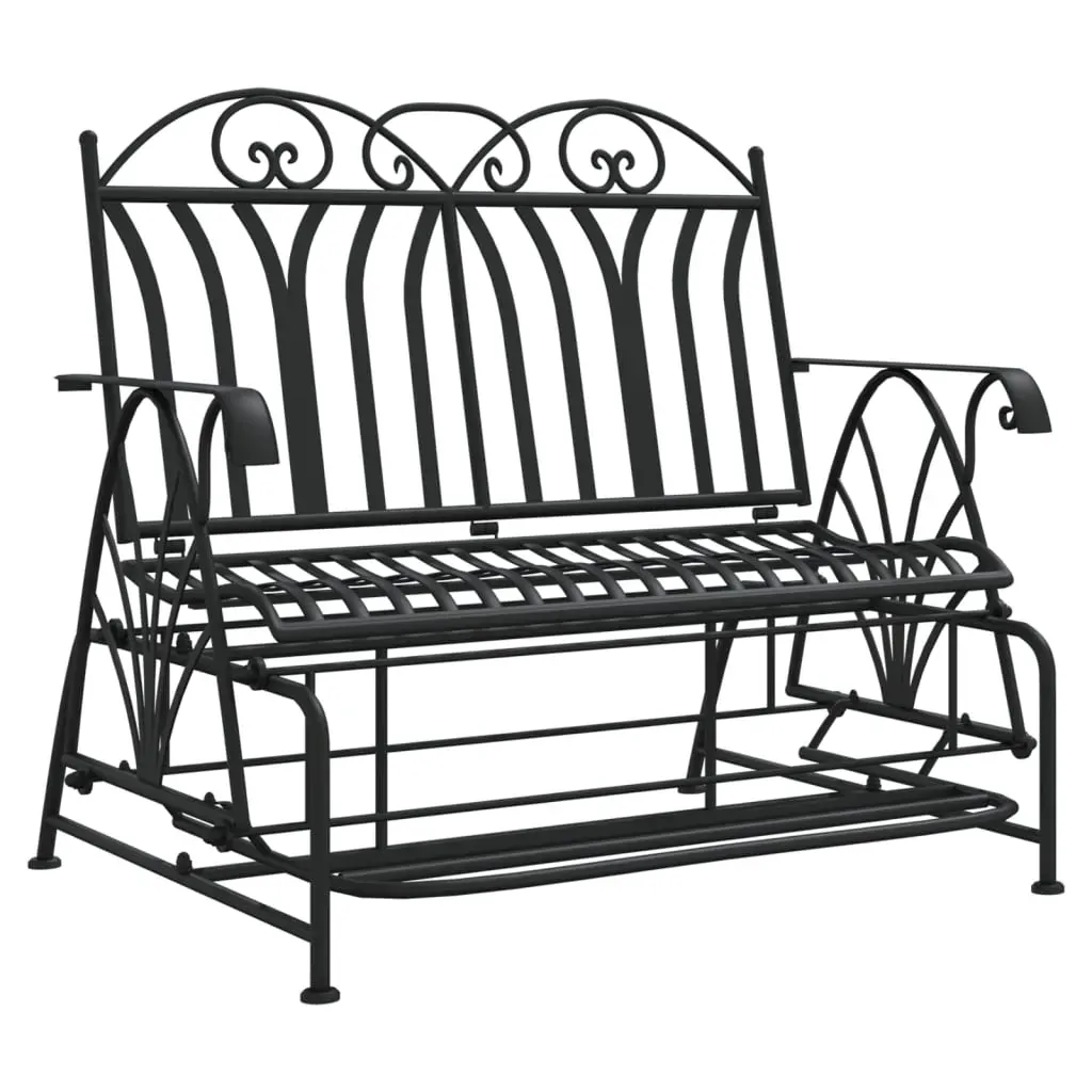 2-Seater Glider Bench 114 cm Black Steel Price