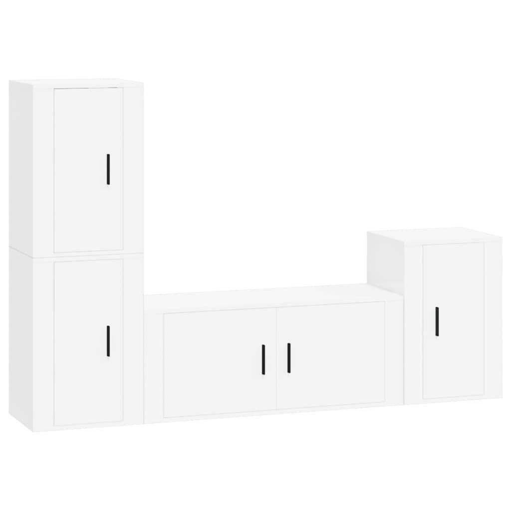 4 Piece TV Cabinet Set White Engineered Wood Price
