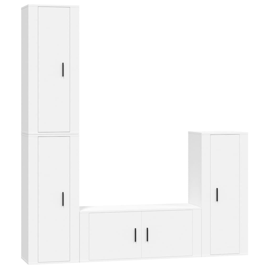 4 Piece TV Cabinet Set White Engineered Wood Price