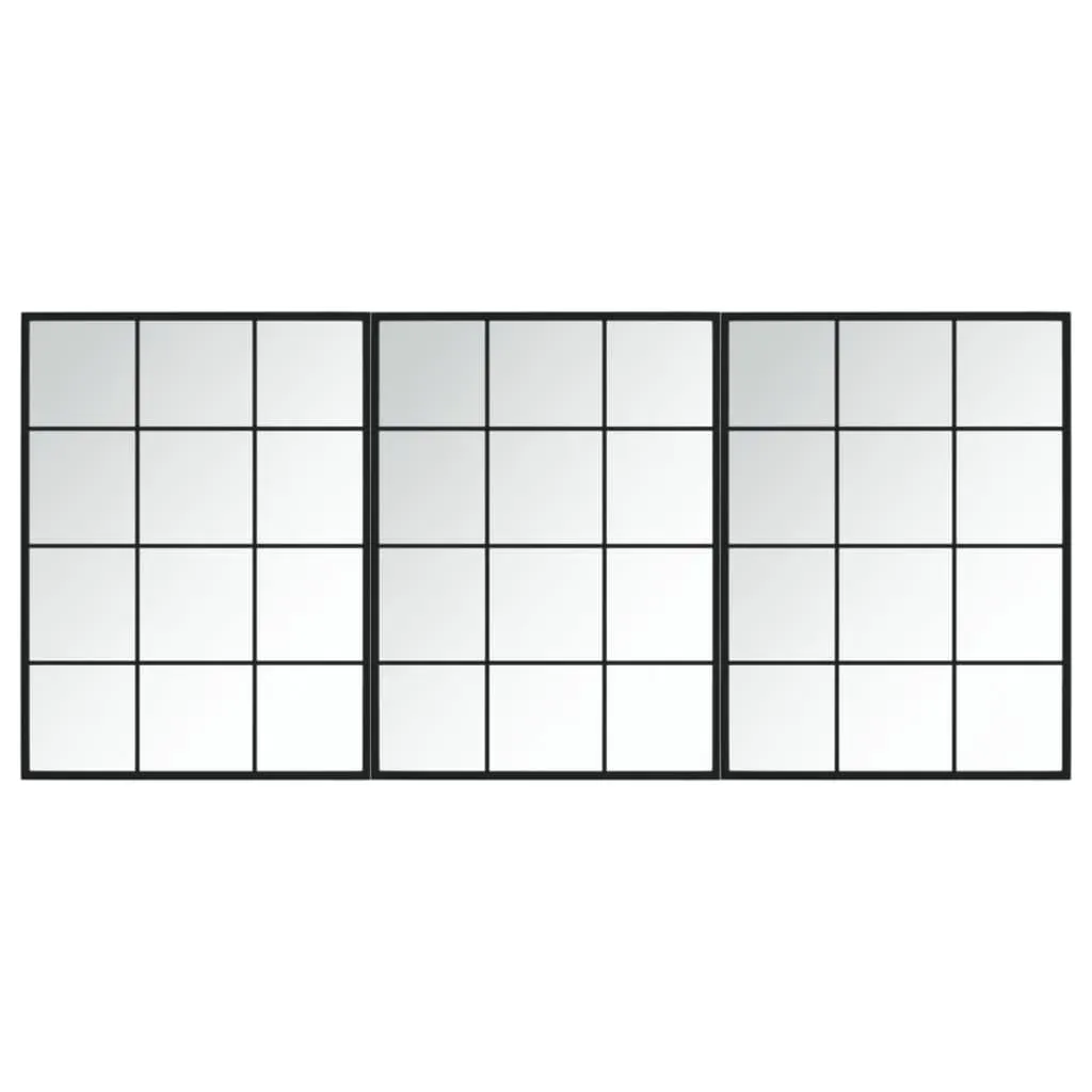 Wall Mirrors 3 pcs Black 80x60 cm Metal Price