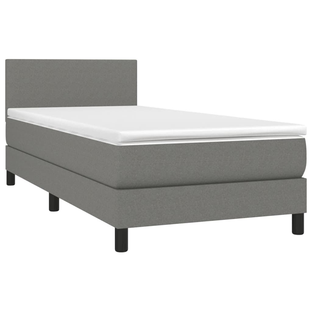 Box Spring Bed with Mattress Dark Grey 100x200 cm Fabric Price