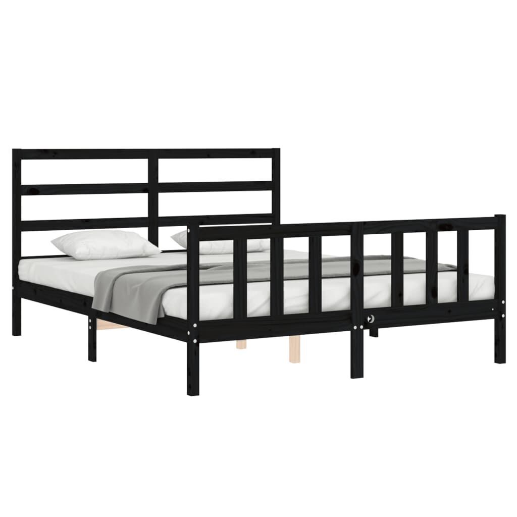 Bed Frame without Mattress Black 150x200 cm Solid Wood Pine Price