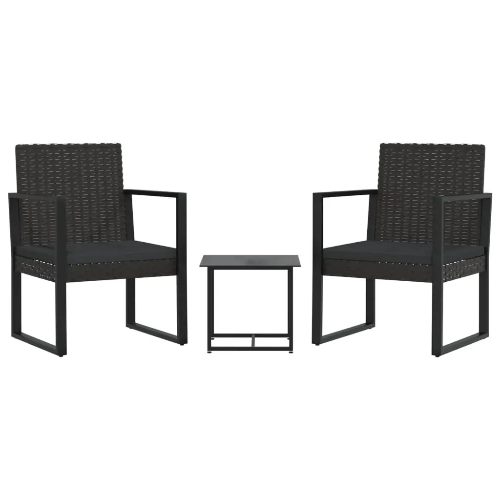 3 Piece Garden Lounge Set with Cushions Black Poly Rattan Price