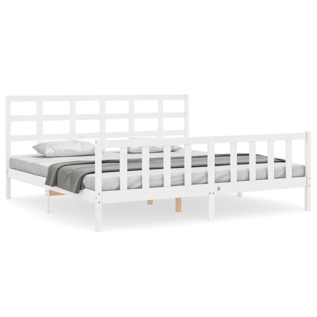 Bed Frame without Mattress White 183x203 cm King Solid Wood Pine Price