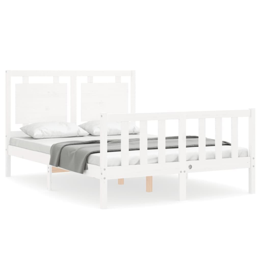 Bed Frame without Mattress White 135x190 cm Solid Wood Pine Price