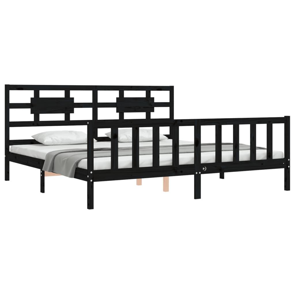 Bed Frame without Mattress Black 183x203 cm King Solid Wood Pine Price
