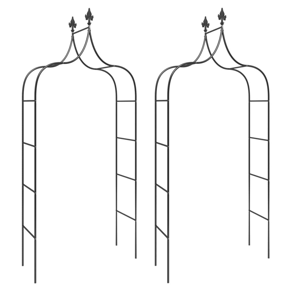 Garden Arches 2 pcs Black 120x38x260 cm Steel Price