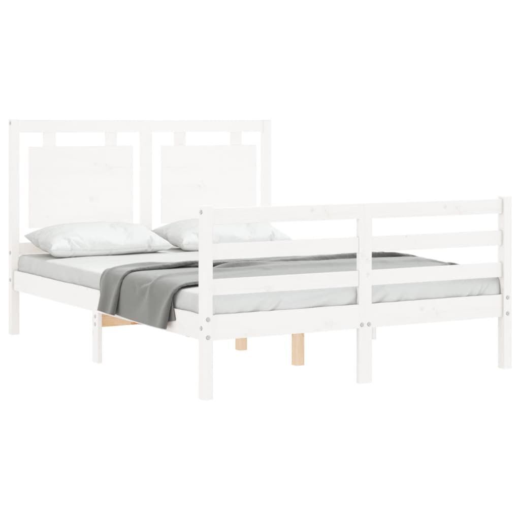 Bed Frame without Mattress White 135x190 cm Solid Wood Price
