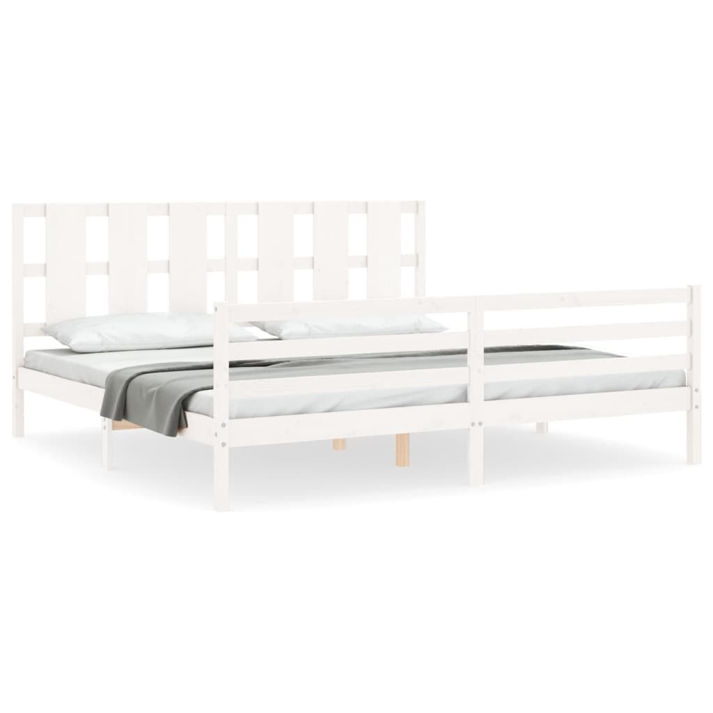 Bed Frame without Mattress White 183x203 cm King Solid Wood Price