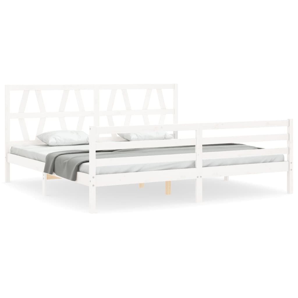 Bed Frame without Mattress White 183x203 cm King Solid Wood Price