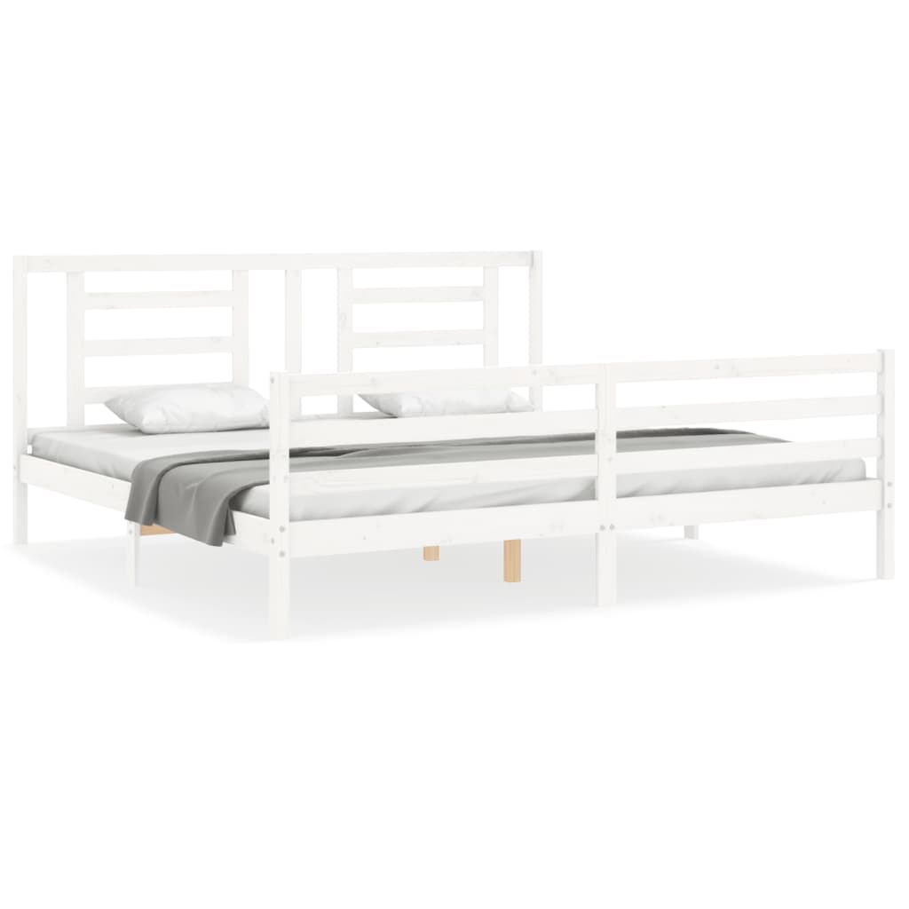 Bed Frame without Mattress White 183x203 cm King Solid Wood Price