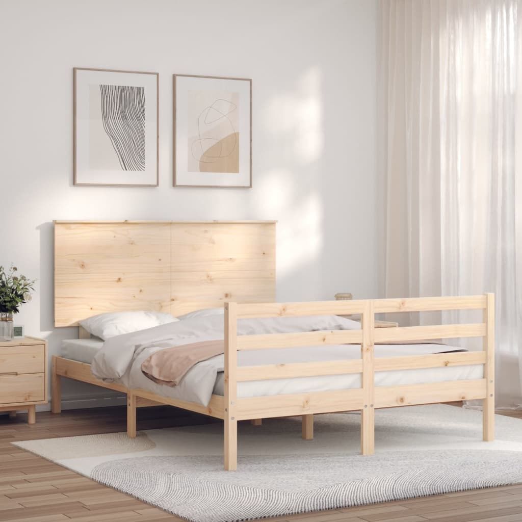 Bed Frame without Mattress 135x190 cm Solid Wood Price