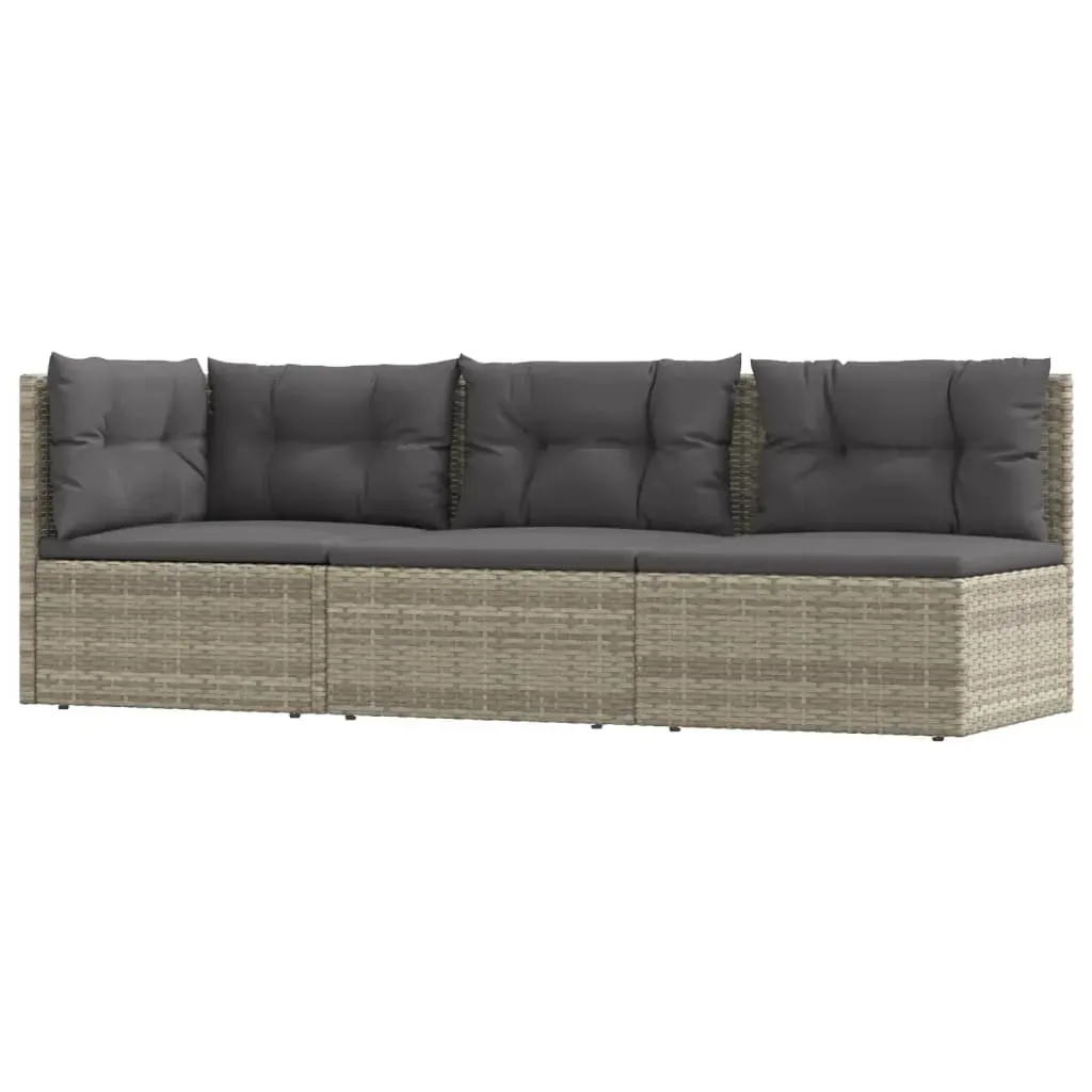 3 Piece Garden Lounge Set with Cushions Grey Poly Rattan Price